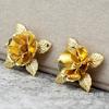 Accesorios DIY Tocado Nupcial Cobre 21*15mm Flor Rosa Pieza Floral Tridimensional Horquilla Corona de Fénix Material de Horquilla A310