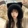 Bonito Sombrero de Peluche de Oso Invierno Forro Polar Engrosado Cálido Sombrero Lei Feng Piel Sintética de Conejo Cortavientos Protección para Orejas Gorra para Hombres y Mujeres