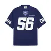 Camiseta Casual de Manga Curta Bordada com Patch de Número 56 Moda de Rua Americana Masculina Algodão Solto Top de Jersey Esportivo Ins
