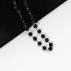 Joyería Transfronteriza Europea y Americana Cadena de Cuentas Negras Retro Oscuro Estrella de Cinco Puntas Cruz Corazón Lazo Metal Multielemento