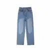 Jeans de pierna ancha de tiro alto rectos adelgazantes de algodón puro para mujer, nuevo estilo de moda europeo y americano transfronterizo 4365232