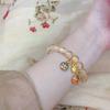 Pulseira Xiangji mesmo estilo ouro rosa esmalte colorido cinza perfumado folha de ouro Sutra do Coração besta dourada transmissão ao vivo livro vermelho pulseira popular para amigas