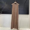 Vestido largo suelto sin mangas con textura artística de nicho de tencel ramio plisado teñido anudado fino de verano 2024 para mujer