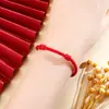 Pulseira de Fio Vermelho Duplamente Ligada Tecida à Mão Joias com Contas DIY Pulseira Ajustável Fio Vermelho para Boa Sorte no Ano de Nascimento