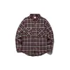 Ropa Vintage 2025 Otoño Nuevo Retro Japonés Bolsillo de Parche Holgada Casual Bloque de Color Cuadros Manga Larga Cuello Campana Camisa