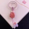 Anel de corrida de calcedônia branca feito à mão coelho pequeno ágata deslizante cabaça pulseira DIY acessórios de mão pingente atacado
