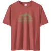 Camiseta de Algodón Puro para Hombre de Manga Corta Moderna Estampado de Letras de Montaña Algodón Cuello Redondo Superior Verano Media Manga Camiseta Negra