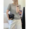 Tejido de Punto de Manga Corta con Lentejuelas de Gama Alta para Mujer 2026 Nuevo Estilo Coreano Camiseta Versátil Verano Delgado Top Calado de Moda