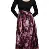 Aliexpress Amazon Comércio Exterior Outono Novidades Transfronteiriço Comércio Exterior Roupas Femininas Vestido Vestido Estampado Patchwork de Manga Longa