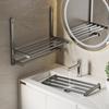 Pistola cinza Toalheiro Punch-free Vaso sanitário Rack de armazenamento de camada dupla WC Toalheiro removível WC