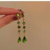 Pendientes Largos con Borla de Flor de Zirconia con un Toque de Lujo Ligero y de Alta Gama, Pendientes de Artesanía Pesada Estilo Bosque, Modernos y de Diseño Único