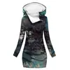 [Procesamiento Personalizado] Gabardina Gruesa de Invierno con Capucha Estilo Europeo y Americano, Impresión Digital 3D para Mujer, Longitud Media