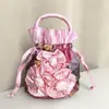 Mini Bolso Pequeño de Tela con Cordón Estilo Étnico Flor Pequeña Bolso de Mano Cambiante Color Dulce Caramelo Bolso Pequeño Hecho a Mano