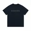 Camiseta de manga corta holgada para hombre, marca de tendencia transfronteriza de comercio exterior auténtica estilo París, con estampado de eslogan de estrella y acabado desgastado