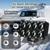 Wj Motocicleta Transfronteriza Doble Fila Cuadrado 8 Perlas Lente de Foco Amarillo y Blanco Dos Colores Vehículo Eléctrico LED Modificado Externo