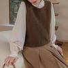 Chaleco de Punto Apilado Estilo Francés para Mujer Primavera y Otoño Moda 2024 Nueva Llegada Suéter Holgado sin Mangas Chaleco