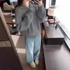 Suéter de Lana 100% Trenzado Grueso Otoño e Invierno para Mujer Cardigan de Punto con Doble Cremallera Suéter Holgado Chaqueta Superior Retorcido