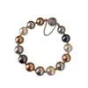 "Reina Mariposa Negra" Perla Shijia de Color Mixto Tahitiano Color Morandi Pulsera Lujo Accesible Pulsera con Hebilla Magnética Anticaída