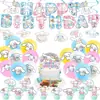 Set de Decoración para Fiesta de Cumpleaños Feliz con Temática de Fresa Banner de Cumpleaños Topper para Pastel Suministros en Espiral Lazo