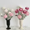 Ramo de Flores Artificiales de Loto y Peonía Aterciopeladas de Alta Calidad Decoración de Exhibición para Ventana de Sala de Estar en Casa Flor Artificial de Simulación