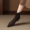 Primer Encuentro Botines Chelsea de Tacón Medio para Mujer Botines de Tacón Fino Ajustados Botas de Otoño/Invierno Botas Cortas Talla Grande 41