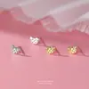 Brincos Fofos de Urso Biscoito para Mulheres Prata Esterlina S999 Estilo Floresta Pequenos Frescos Versáteis Infantis Brincos Totalmente Prata para Orelhas Perfuradas