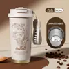 Copo Térmico de Aço Inoxidável 304 com Logo Personalizado, Copo de Café Isolado, Copo Portátil com Canudo para Duas Bebidas, Copo para Presente Corporativo