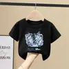 Camiseta de Verano de Manga Corta para Niños 2026 Nuevo Estilo Top de Verano de Media Manga para Niños Mayores, Elegante Top Delgado de Algodón
