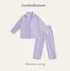 Categoria a Conjunto de Pijama Infantil para Meninos e Meninas, Roupas com Ar Condicionado, Calças de Manga Comprida, Roupas de Casa, Pijama com Gola de Terno Botões Masculino e Feminino