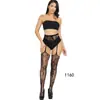 Lencería Sexy Encaje Transparente Portasujetadores Medias de Red Negras Sexy de Cintura sin Quitar Medias de Red Antideslizantes Portasujetadores Europeos y Americanos