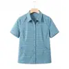 Camisa 100% Algodão da Vovó, Cardigã com Gola Estilo Mãe, Blusa Solta e Estilosa para Mulheres Idosas, Camisa Elegante Emagrecedora
