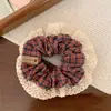 Anel de Cabelo Listrado de Cabeça de Bola Intestino Grosso Celebrante da Internet 2025 Novo Estilo Corda de Cabelo para Rabo de Cavalo Alto Acessório de Cabelo Feminino Corda de Cabelo