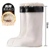 Botas de chuva masculinas de inverno com forro de fleece, de cano alto, médio e baixo, espessadas e quentes, com forro interno, forro de algodão e forro de fleece, adequadas para uso como galochas internas ou sapatos d'água