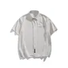 Camisa Retro de Manga Corta Estilo Americano Nanxia con Estampado de Letras en la Espalda, Verano Holgada Casual Versátil Fresca