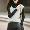 Novo Colete Tricô Feminino Sem Manga de Lã Cashmere Outono/Inverno 2026 com Gola Redonda e Acabamento Escovado