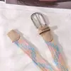 Cinturón sin perforaciones para mujer, cinturón de lona para jeans, con hebilla elástica trenzada, cinturón de tela para estudiantes