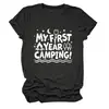 Mi primer año de acampada Amazon eBay sitio independiente moda casual camiseta de manga corta con cuello redondo para mujer