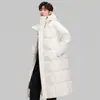 Jaqueta de Penas com Capuz de Comprimento Médio Estilo Casal da Marca Lu, Novo Casaco de Inverno Espesso Acima do Joelho, Jaqueta Puffer Versátil