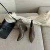 Botines de punta para mujer, nueva colección otoño/invierno 2026, botines cortos de tacón grueso, diseño ajustado, versátiles, con cremallera trasera, botines de moda