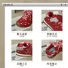 Zapatillas Lindas Retro de Lunares para Niñas Xshx con Velcro, Otoño e Invierno Rojo y Plateado, Dulces y Casuales