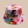 Nueva versión coreana del sombrero de pescador con estampado de flor de hoja para hombre y mujer, protección solar, ocio, viajes al aire libre, sombrero tipo cubo de color, venta al por mayor
