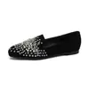 Weiwei Girl 925-6 Mocasines de Pedrería para Mujer Otoño 2026 Nuevos Zapatos Planos Negros para Mujer Elegantes Zapatos Tipo Frijol