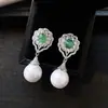 Brincos Pendentes Folha de Zircônia Estilo Chinês Novo Agulha de Prata Luxo Acessível Brincos de Alta Qualidade Brincos Estilo Palácio Retrô para Mulheres