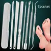 Set de Cuidado de Pies de Acero Inoxidable Transfronterizo Salón de Uñas Tenedor para Piel Muerta Recogedor de Uñas de Doble Cabeza Lima para Pies Herramienta de Exfoliación