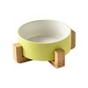 Tazón para gato cerámico mate por dentro y por fuera dos colores simple tazón de agua para perro tazón doble tazón de arroz para gato cuenco de comida para gato perro Tazón para mascotas soporte de madera