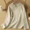 Ropa Zen de alta gama para mujeres en templos, nueva blusa de algodón y lino estilo chino inspirada en el Zen con botones para practicantes laicas, primavera y otoño 2026