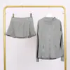 Traje de Chaqueta Lulu con Cuello Alto y Falda de Tres Pliegues Traje Deportivo de Fitness Falso de Dos Piezas Falda de Tenis Elástica Anti-Exposición Todas las Estaciones