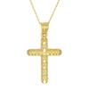 Collar con colgante de cruz étnica de oro europeo y americano para hombre y mujer, joya popular, colgante de cobre chapado en oro, regalo
