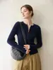 Cárdigan 100% Cachemir para Mujer, Cuello Redondo, Canalé, Doble Cremallera, Adelgazante, Manga Larga, Top de Estilo Suave