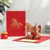 Tarjeta de Felicitación de Año Nuevo del Año del Caballo 2026 con Estampado Dorado, Tarjeta Pop-Up 3D de Estilo Chino para el Día de Año Nuevo y el Festival de Primavera, Tarjeta de Bendición de Regalo para Clientes